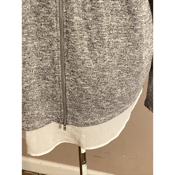 Lane Bryant Black Heathered Sweater Sheer Trim Zip Up Back Scoop Neck SZ 14/16 - Picture 7 of 11